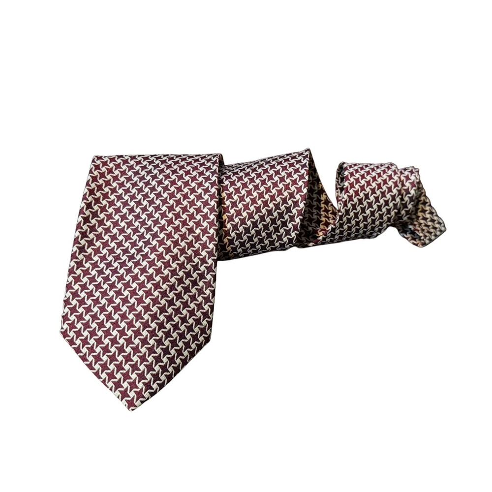 Tom James Silk Tie‎ Tall Man Star Geometric USA Made Career Formal Wedding Work